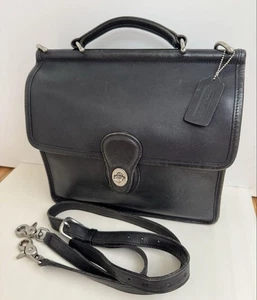 Vecchia borsa a tracolla Coach 9927 Willis in pelle nera borsa vintage Giappone - Foto 1 di 13