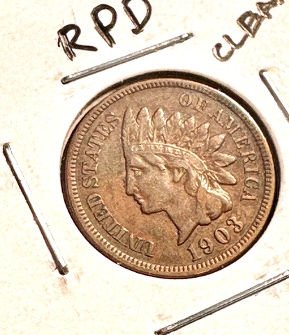 1903 Indian Head US 1c ~  High Grade RPD / Doubling On 9 ~ 1+ Diamond! ~ J22 Cover