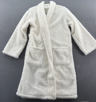 Халат женский Pottery Barn маленький белый пушистый с передними карманами без ремня - Изображение 1 из 4