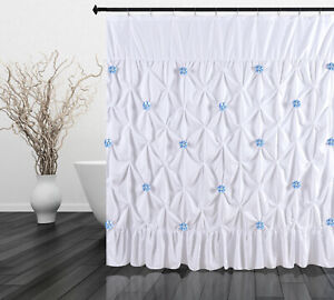 Pinched Pleat  Fabric  Shower Curtain  