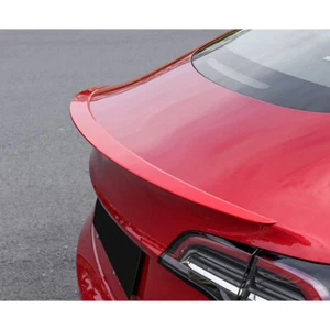 Tesla Model 3 Spoiler Wings ABS Carbon Fiber Rear Trunk Tail Wing Red 2022 2023 - Picture 1 of 9