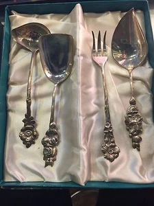Reed & Barton Sterling Silber 4 Teile 122gr Floral High Tea Hostess Set, Harlekin - Bild 1 von 7