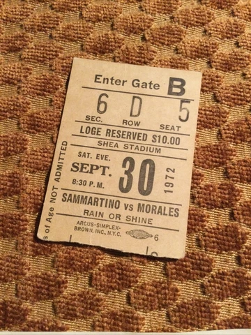 1972 WWWF Morales / Sammartino Wrestling Madison Square Garden Ticket Stub Cover