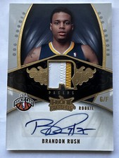 2008 FLEER ROOKIE SIGNATURE  SWATCH CARD OF BRANDON RUSH No.193/399.