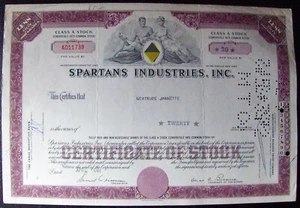 Stock certificate Spartans Industries (Korvette), Inc. 1960s-1970s - Picture 1 of 2