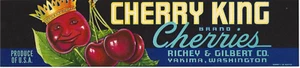 Original CHERRY KING cherry crate label Richey & Gilbert Yakima WA cherry smile - Picture 1 of 1