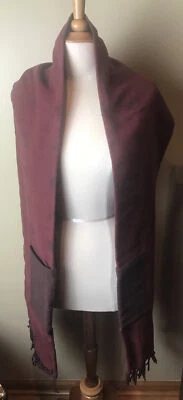 COACH  Wrap Scarf F32153 OVERSIZED MUFFLER WITH POCKETS SCARF Wine  $197 - Image 1 of 4