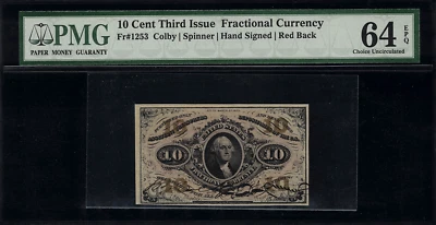 Fr-1253 $0.10 Third Issue Fractional Currency - 10 Cents - Graded PMG 64 EPQ - Image 1 of 2