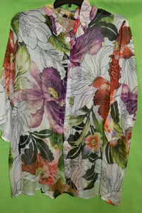 IC COLLECTION  NWT 2X SPRING FLOWERS BUTTON DOWN TOP/JACKET - Picture 1 of 4