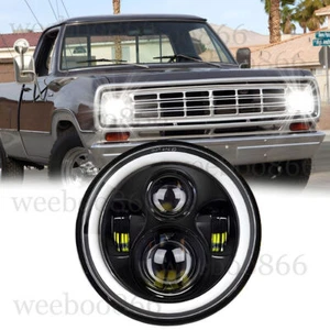 105W 7" Round Led Headlight Hi/Lo Beam for Dodge D100 D200 D300 D400 D450 Trucks - Picture 1 of 12