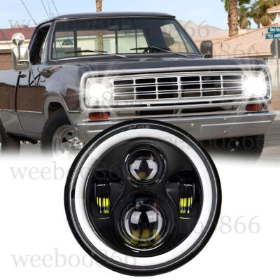 Faro LED redondo 105W 7" haz alto/bajo para camionetas Dodge D100 D200 D300 D400 D450 Foto 1 de 4