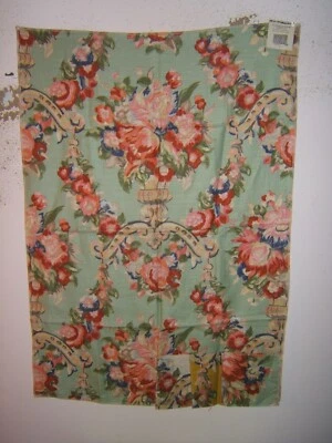 Clarence House, Fleuries, Vintage Floral Novelty,  Remnant, Color Celadon Multi - Image 1 of 2