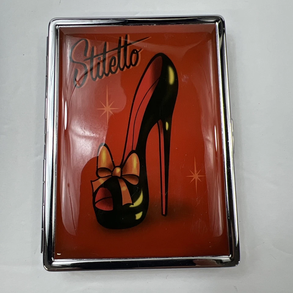 Fluff Hello сексуальный черный Stiletto и розовый бант металлический ID зеркало чехол компактное зеркало - Изображение 1 из 4