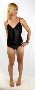 Espiral Baby Doll with matching thong Style 770 - Medium - Black/Red - New - Picture 1 of 2