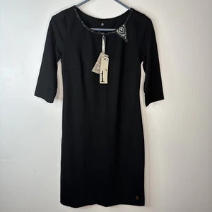 Ferrante italienisches Kleid Gr. XS Strassdetail schwarz Viskose Made in Italy Neu mit Etikett - Bild 1 von 15