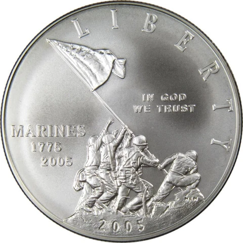 Marine Corps Commemorative 2005 P 90% Silver Dollar BU Uncirculated $1 Coin Cover