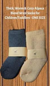 EXTRA Thick Alpaca Thermal Winter Wool Crew Socks for Toddler & Kids - ONE SIZE! - Picture 1 of 8