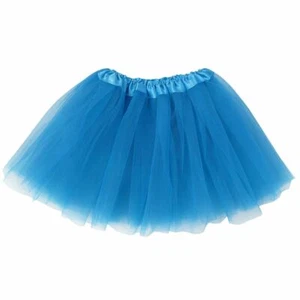 Girls Child Neon Blue Ballet Tutu 3 Layer Soft Tulle - Picture 1 of 1