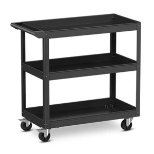 3-Tier Utility Cart Heavy Duty Kitchen Garage Tools Trolley W/ 2 Lockable Wheels - Picture 1 of 13