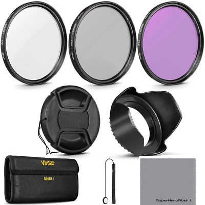 58MM HD UV / CPL Polarizer / FLD Filter Kit + LENS HOOD FOR CANON 18-55mm Lens - Image 1 of 4