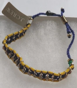 J.Crew Friendship Bracelet Blue & Yellow Braided w/Cut Crystal New w/Tags in Box - Picture 1 of 5