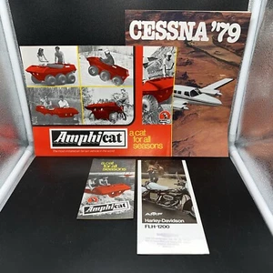 Four Vintage Brochures Cessna, Amphicat And Harley-Davidson - Picture 1 of 12