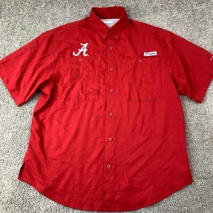 Columbia PFG Alabama Crimson Tide Button Down Shirt Men's Medium Red Vented - Picture 1 of 10