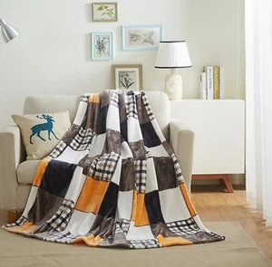 Tache Plaid Patchwork Super Soft Warm Fleece Flannel Tartan Throw Bed Blanket - Picture 1 of 37