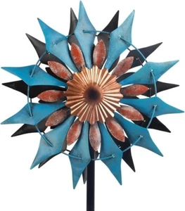 Metal Wind Spinner Kinetic Ornaments Lawn Garden Decor Patio Stake Yard Catcher - Picture 1 of 6