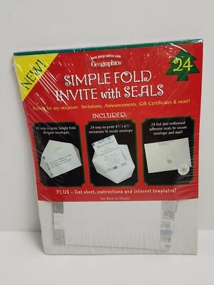 Geographics Simple Fold Invite With Seals Holiday Themed 24 Count NEW OLD STOCK - Image 1 of 4