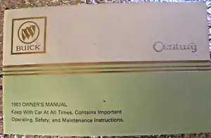 Buick Century 1983 manual del propietario guía original de fábrica envío gratuito - Imagen 1 de 4