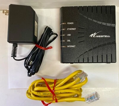 Westell E90-610014-06 Modem with power supply and ethernet cable - Image 1 of 3