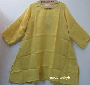PRIVATSACHEN weite Oversize Tunika GLOBALLE 48-50-52 Ramie A-Linie gelb 'löwe' - Bild 1 von 3