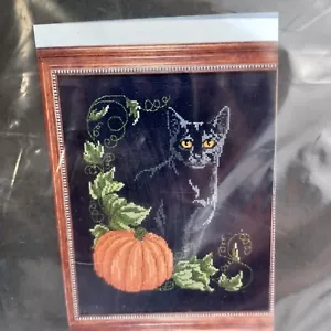 Boo Kitty Cross Stitch Kit 1994 Design Connection Halloween Fall Pumpkin K 4-088 - Picture 1 of 6