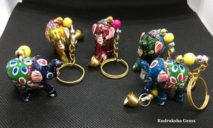 Lucky Elephant Keyring New Handmade Hand Craved Key Chain Rings Indian Wooden A+ - Picture 1 of 6