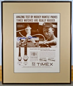 Mickey Mantle Yankees Autographed Framed 11"x14" Timex Watch Ad w/JSA COA CR - Picture 1 of 3