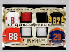 2022-23 In The Game Used Hockey Quad Relics Sidney Crosby , Alex Ovechkin /8