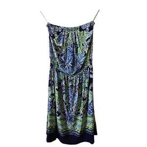 Lilly Pulitzer Trägerloses Kleid Blumenmuster Freizeit Sommerkleid XS - Bild 1 von 6