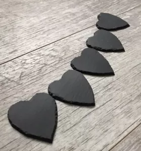 X6 Handmade Natural Slate Heart Mini Chalkboard Tags, Weddings Favours Partys - Picture 1 of 4