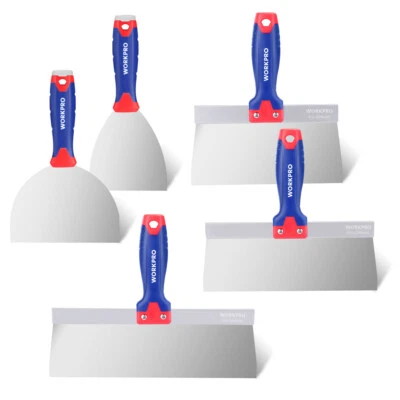 WORKPRO 5 PIEZAS Cuchillo de Masilla Acero Inoxidable Cuchillos para Cinta de Yeso Juego de Herramientas de Yeso Foto 1 de 4