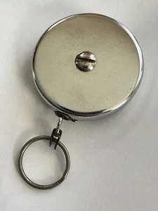 KEY-BAK Original Retractable Key Holder, Chrome, Steel Belt Clip, Split Ring - Picture 1 of 4