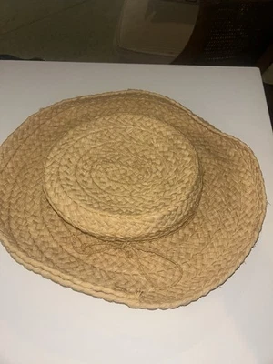 Sombrero para el sol hecho a mano Kaminski marrón claro tostado ganchillo 100 % rafia Foto 1 de 3