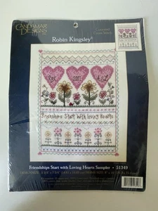 Vintage Candamar Designs Friendships Start With Loving Hearts Sampler 51349 New - Picture 1 of 7