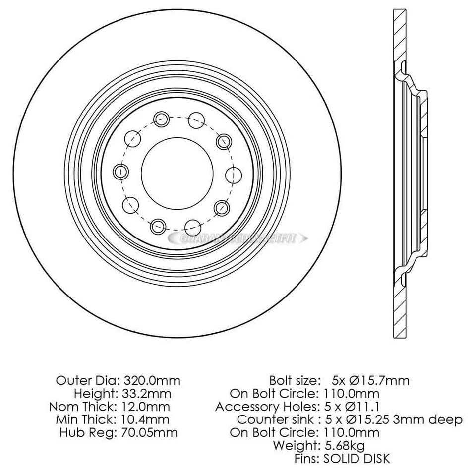 Disco de rotor de freio traseiro central TCP para Jeep Cherokee 2014-2019 - Imagem 1 de 1