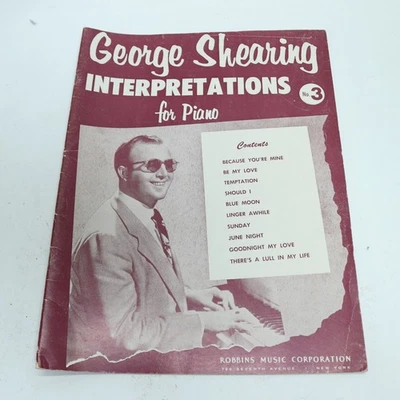 George Shearing Interpretations Piano No 3 Songbook Sheet Music Score Robbins - Image 1 of 4