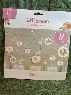 Decoraciones colgantes florales "Sweet Baby Girl" de 10 pulgadas, 12 paquetes, para baby shower Foto 1 de 3