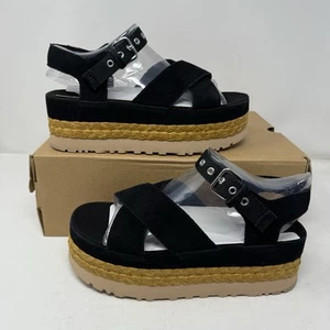 UGG Aubrey Damen-Plateausandale mit Knöchelriemen schwarz Größe 9 - Bild 1 von 7