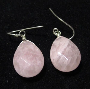 Sterling Silver Rose Quartz Earrings - Picture 1 of 2
