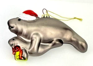 Vidrio Manatí Adorno Navidad Madre y Bebé 4-1/2" - Imagen 1 de 11