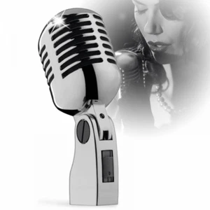 Micrófono Dinámico Cromo Retro Estilo Años 50 Vocal Profesional Jazz Club - Rojo - Imagen 1 de 6